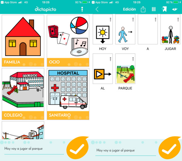Apps para autismo, captura de pantalla de la aplicación dictapicto para personas con autismo